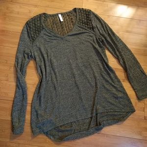 Lightweight knit top with crochet details